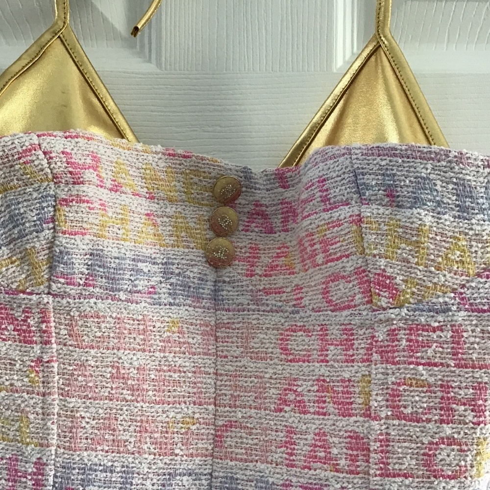 Multicoloured Pastel Tone/Gold Bustier top size M - Picture 3 of 6
